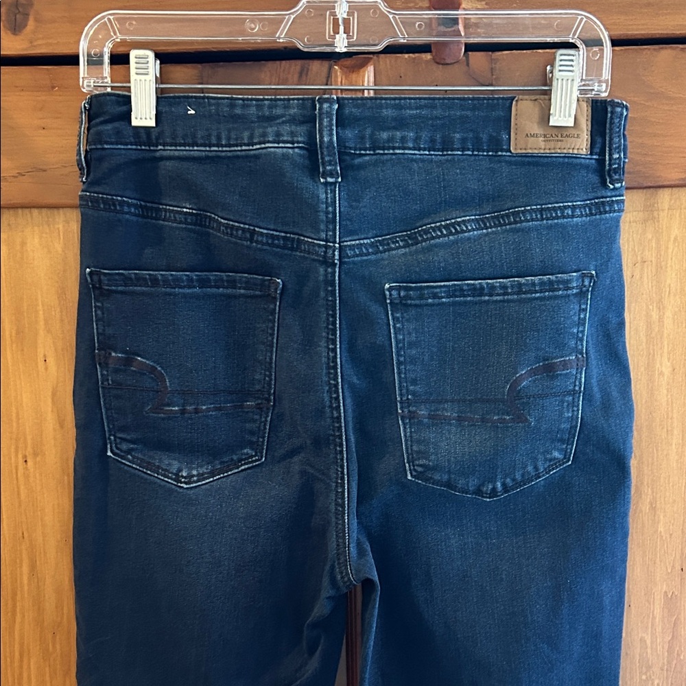 American Eagle Highest Rise Dark Blue Skinny Jegging, Super Stretch X, Size 8 - Picture 4 of 8